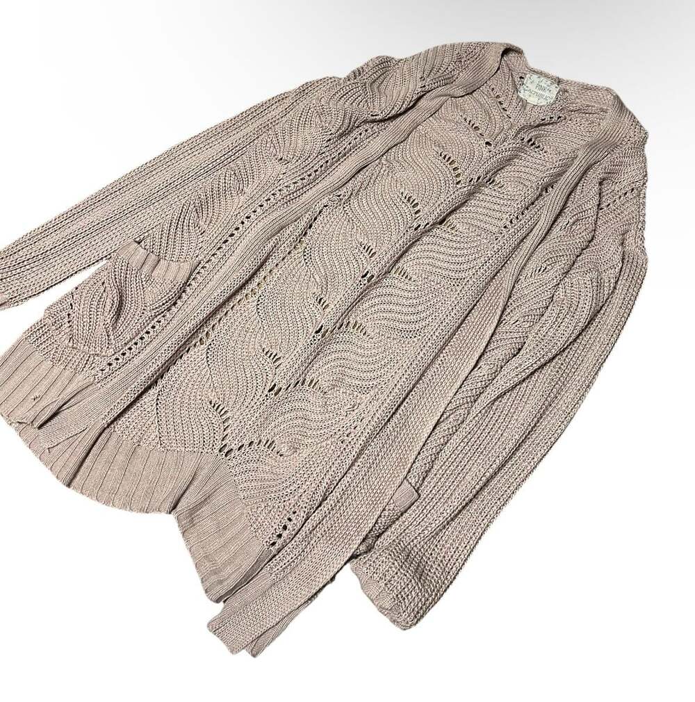 Pink Republic Women's Size L Open Front Cable Knit Cardigan Sweater